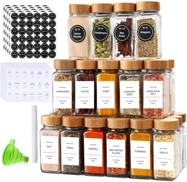 120ML SPICE JAR SET BAMBOO LID