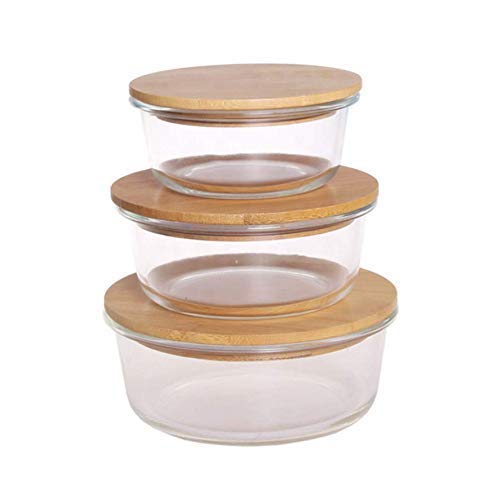 3-PIECE BAMBOO LID GLASS BOWLS (ROUND)