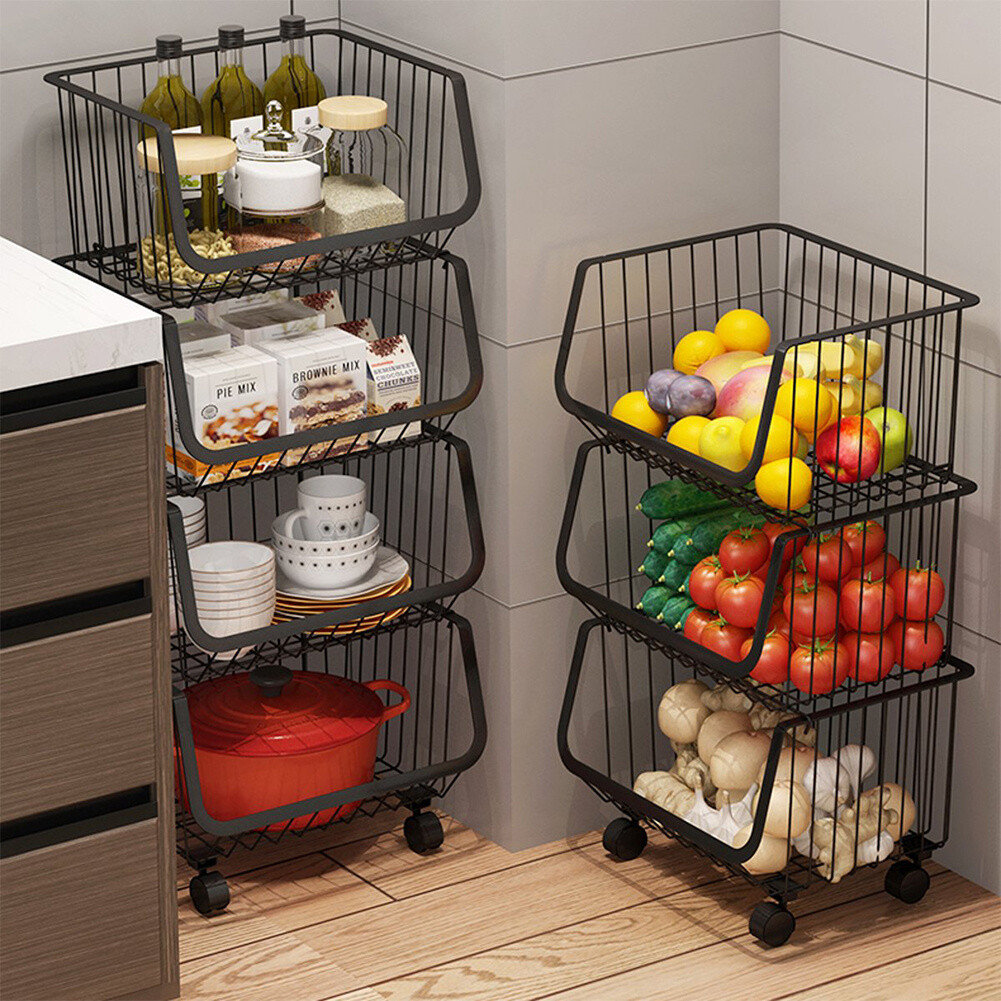 5 LAYER STACKABLE VEGETABLE BASKET TROLLEY