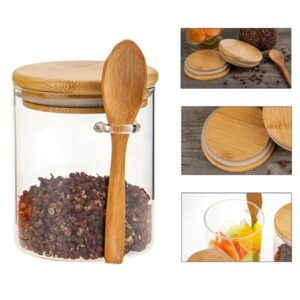 BAMBOO LID GLASS JARS WITH SPOON