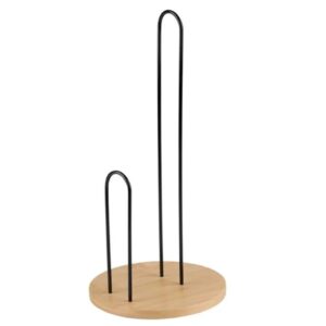 IRON TISSUE HOLDER WITH BAMBOO BASE
