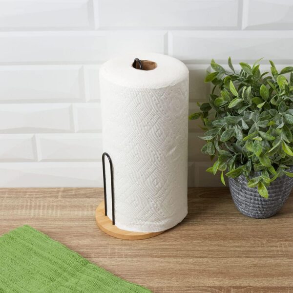 IRON TISSUE HOLDER WITH BAMBOO BASE - Image 2