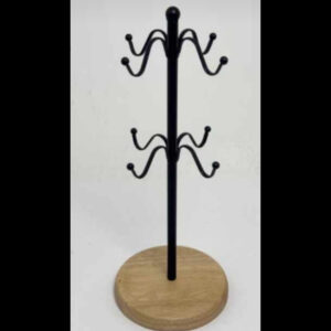 IRON CUP HOLDER WITH BAMBOO BASE