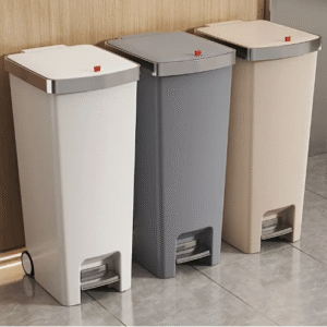 DUAL PEDAL BIN WITH WHEELS