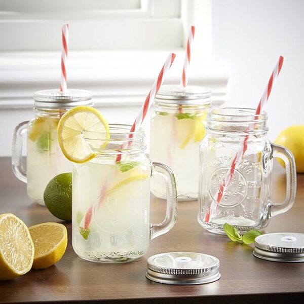 TRANSPARENT MASON JAR WITH STRAW