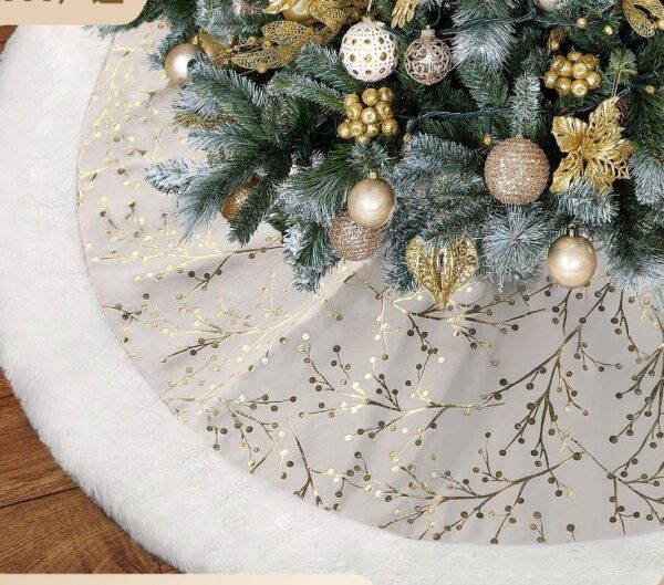 120CM WHITE CHRISTMAS TREE SKIRT - Image 2
