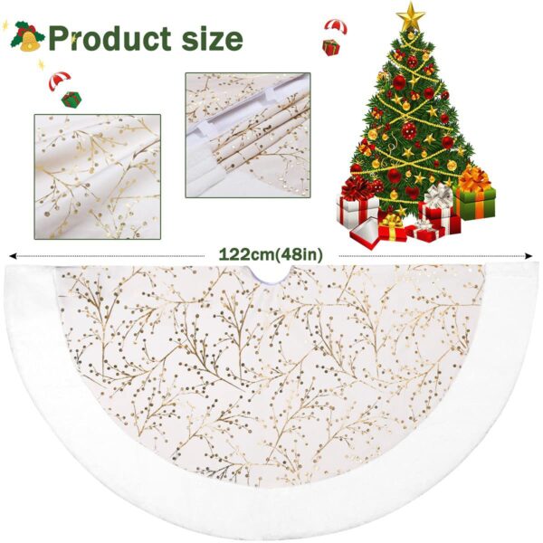 120CM WHITE CHRISTMAS TREE SKIRT - Image 4