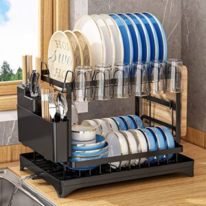 DOUBLE DISH DRAIN RACK (BLACK)