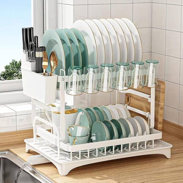 DOUBLE DISH DRAIN RACK (BLACK) - Image 3
