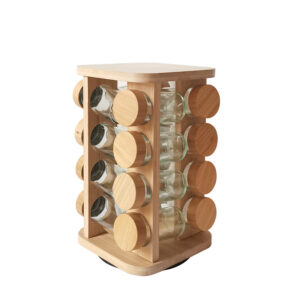 ROTATING STAND WITH BAMBOO LID SPICE JARS