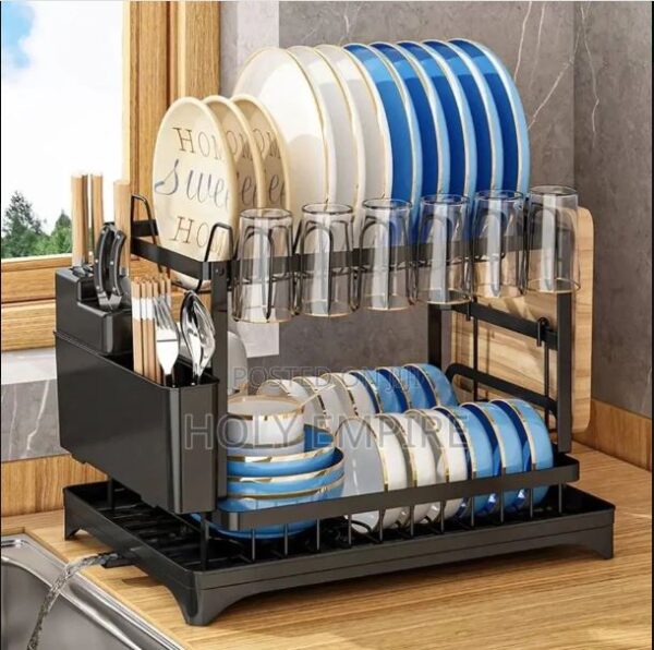 DOUBLE DISH DRAIN RACK (BLACK) - Image 2