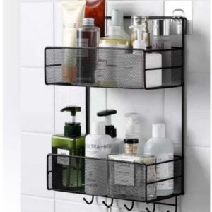 DOUBLE LAYER STORAGE MESH SHELF WITH HOOKS (SMALL)