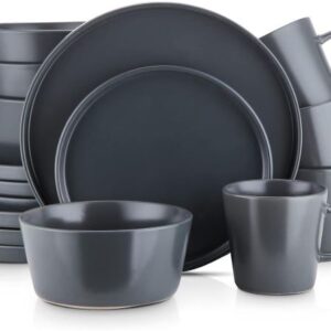 16PCS STONEWARE DINNER SET (GREY)