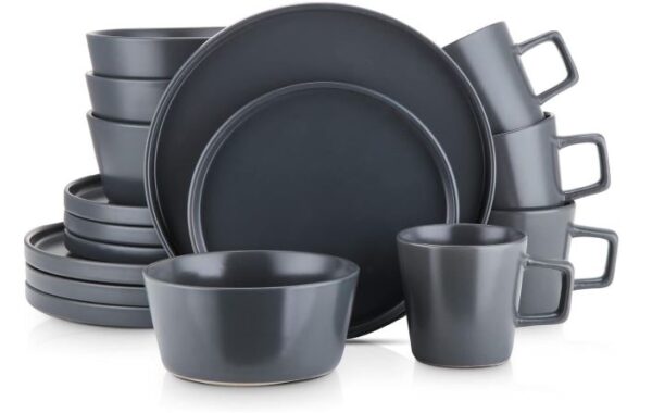 16PCS STONEWARE DINNER SET (GREY)