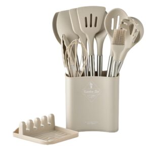 SILICONE UTENSIL SET WITH PLASTIC HOLDER