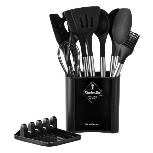 SILICONE UTENSIL SET WITH PLASTIC HOLDER - Image 2