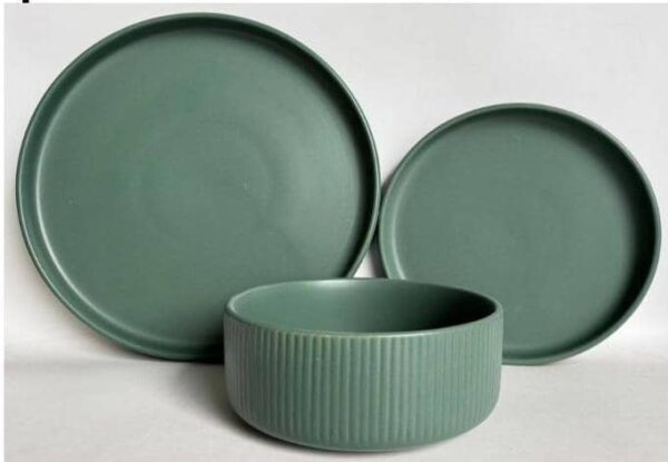 12PCS STONEWARE DINNER PLATE SET - Image 4