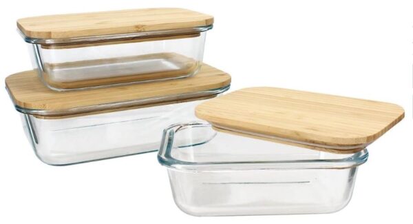 3-PIECE BAMBOO LID GLASS BOWLS - Image 2