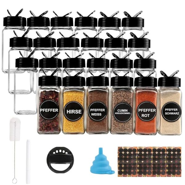 120ML SPICE JAR SET BLACK  BUTTERFLY LID