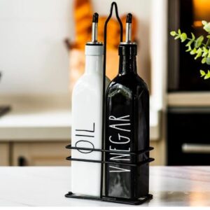 VINEGAR OIL BOTTLE SET WITH IRON STAND