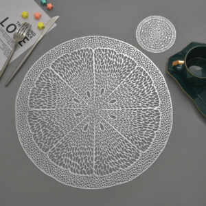 ROUND PLACEMAT ORANGE SILVER