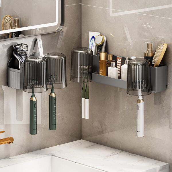 BLACK TOOTHBRUSH HOLDER WITH DOUBLE CUP - Image 3