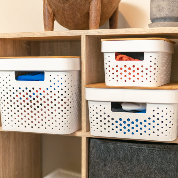 3 SET PERFORATED BASKET WITH BAMBOO LID - Image 2