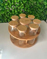 8-PIECE BAMBOO LID JAR WITH ROUND STAND