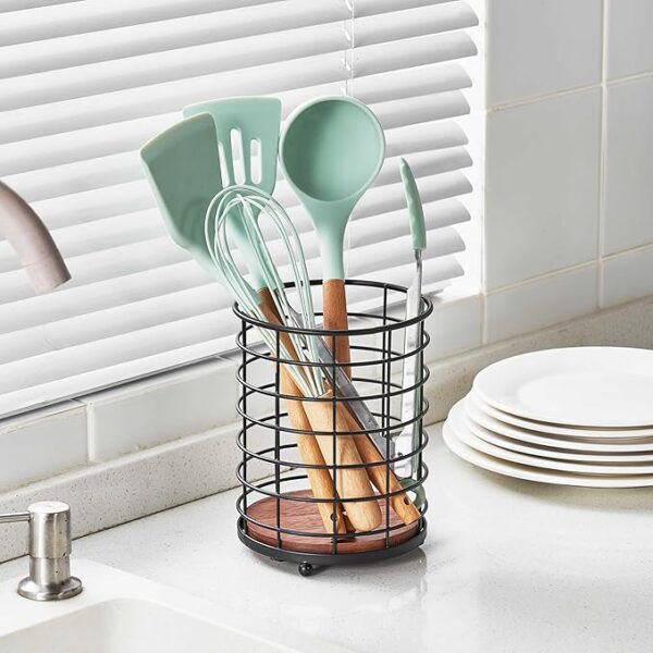 CUTLERY HOLDER WITH BAMBOO BASE