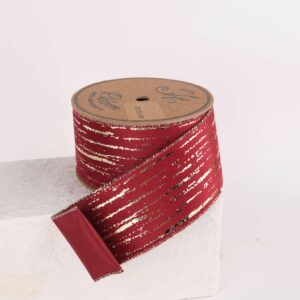 GOLD STAMPING RED VELVET RIBBON (6.3CM BY 10YARDS)
