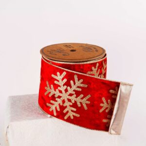 RED VELVET RIBBON WITH METALLIC GOLD FABRIC (10CM BY 10YARDS)