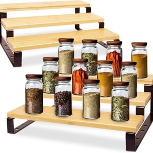 BAMBOO SPICE RACK WITH METAL STAND