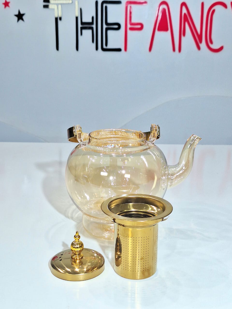 1.2L GLASS ROSE GOLD PLAIN STELLA TEAPOT - Image 2