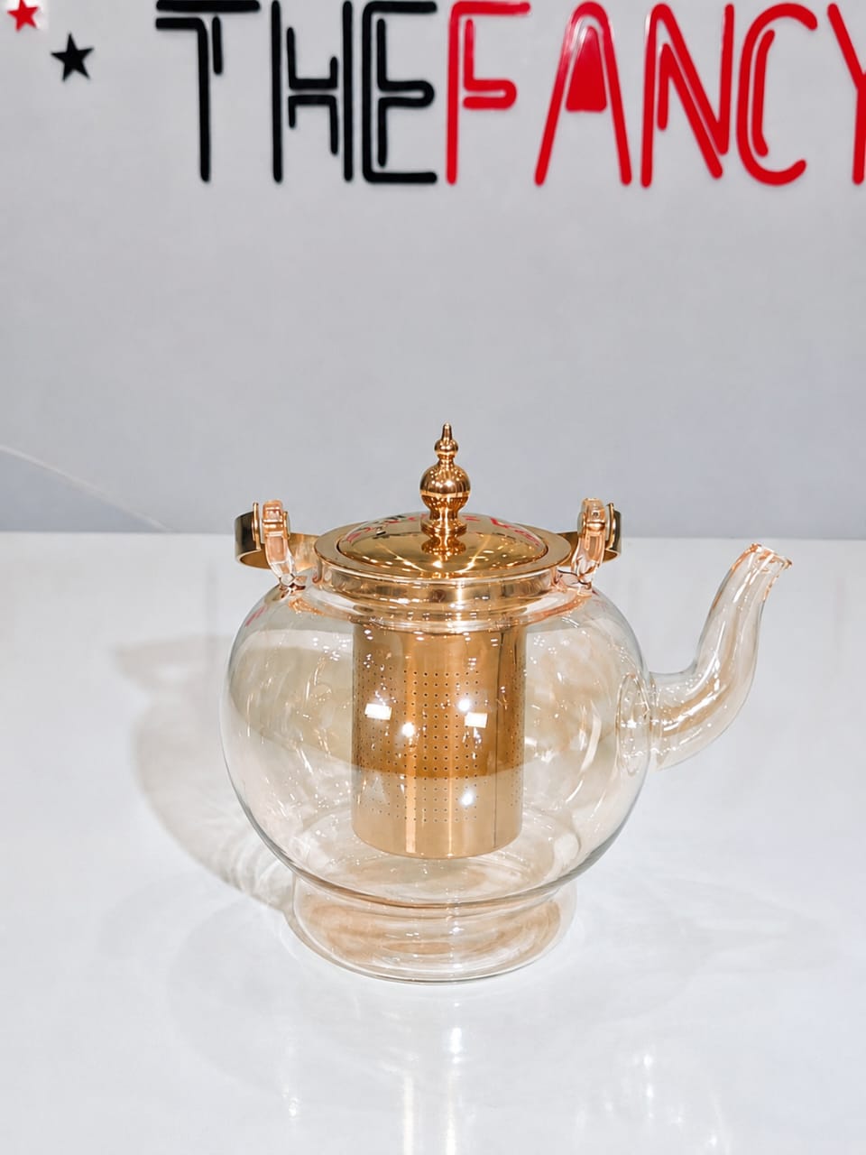 1.2L GLASS ROSE GOLD PLAIN STELLA TEAPOT